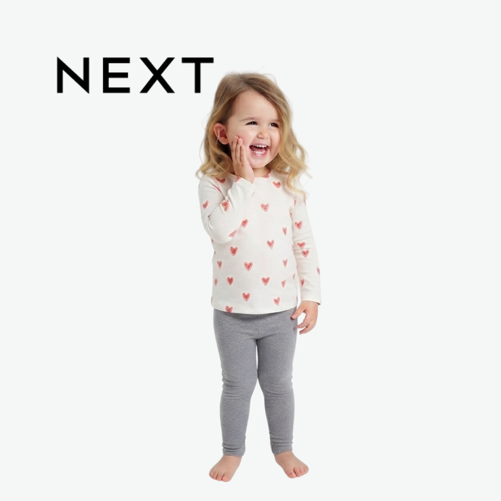 NEXT ALL-OVER RED HEARTS WHITE LONG-SLEEVE TOP