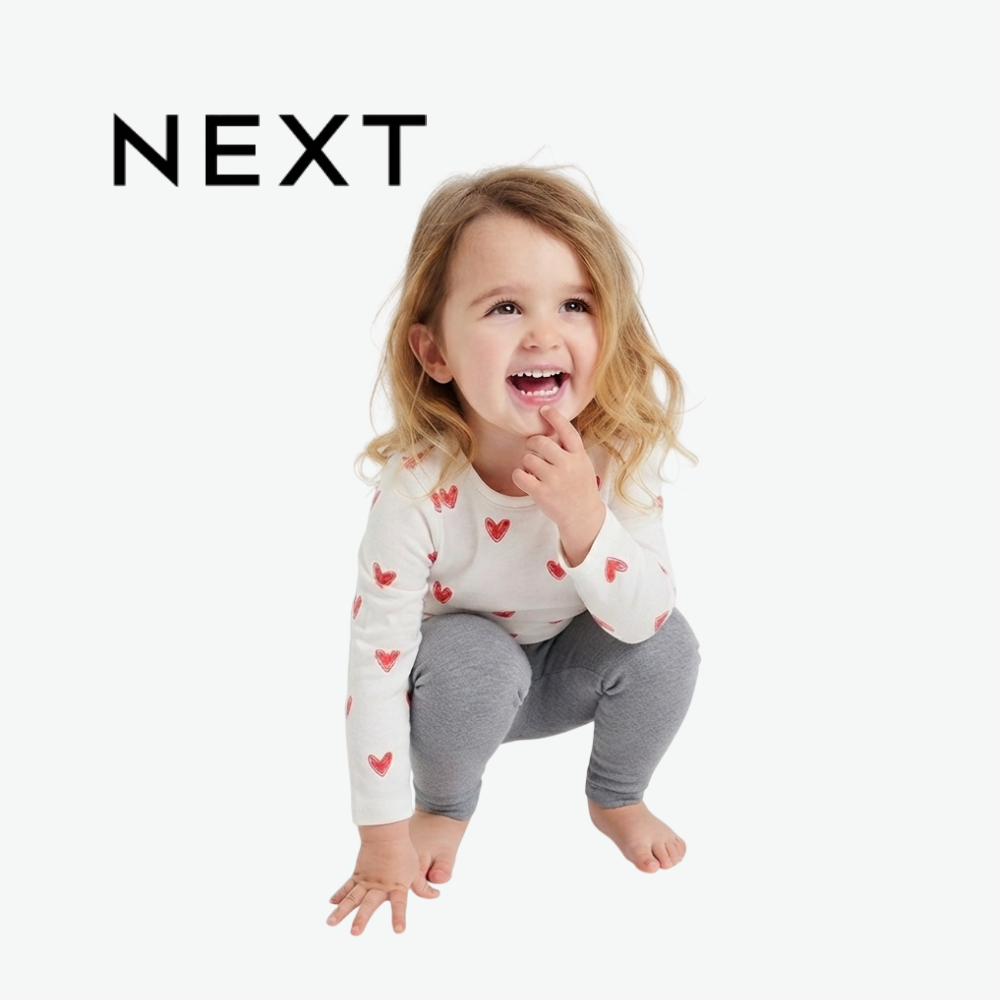 NEXT ALL-OVER RED HEARTS WHITE LONG-SLEEVE TOP