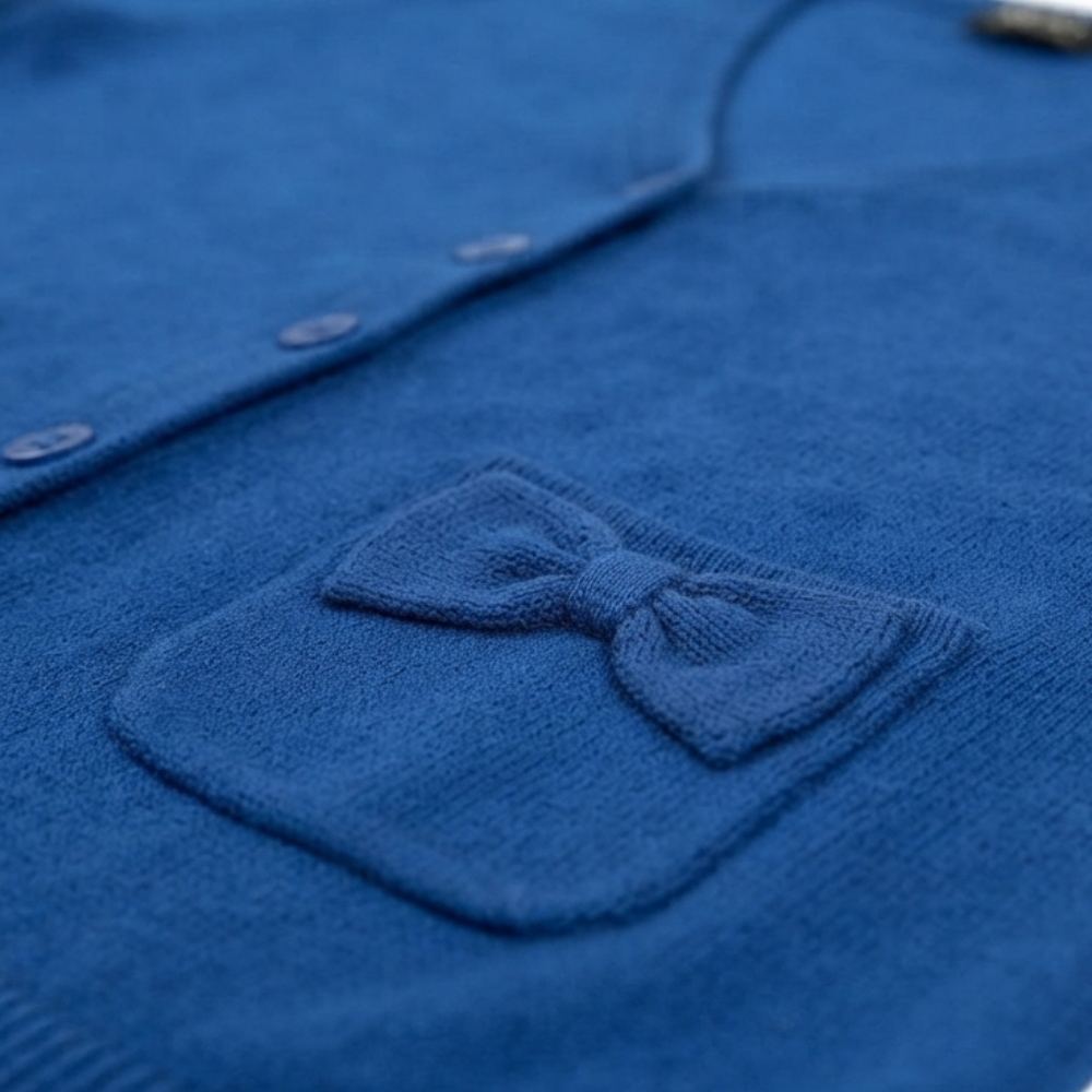 NEXT ROYAL BLUE BOW-POCKET CARDIGAN
