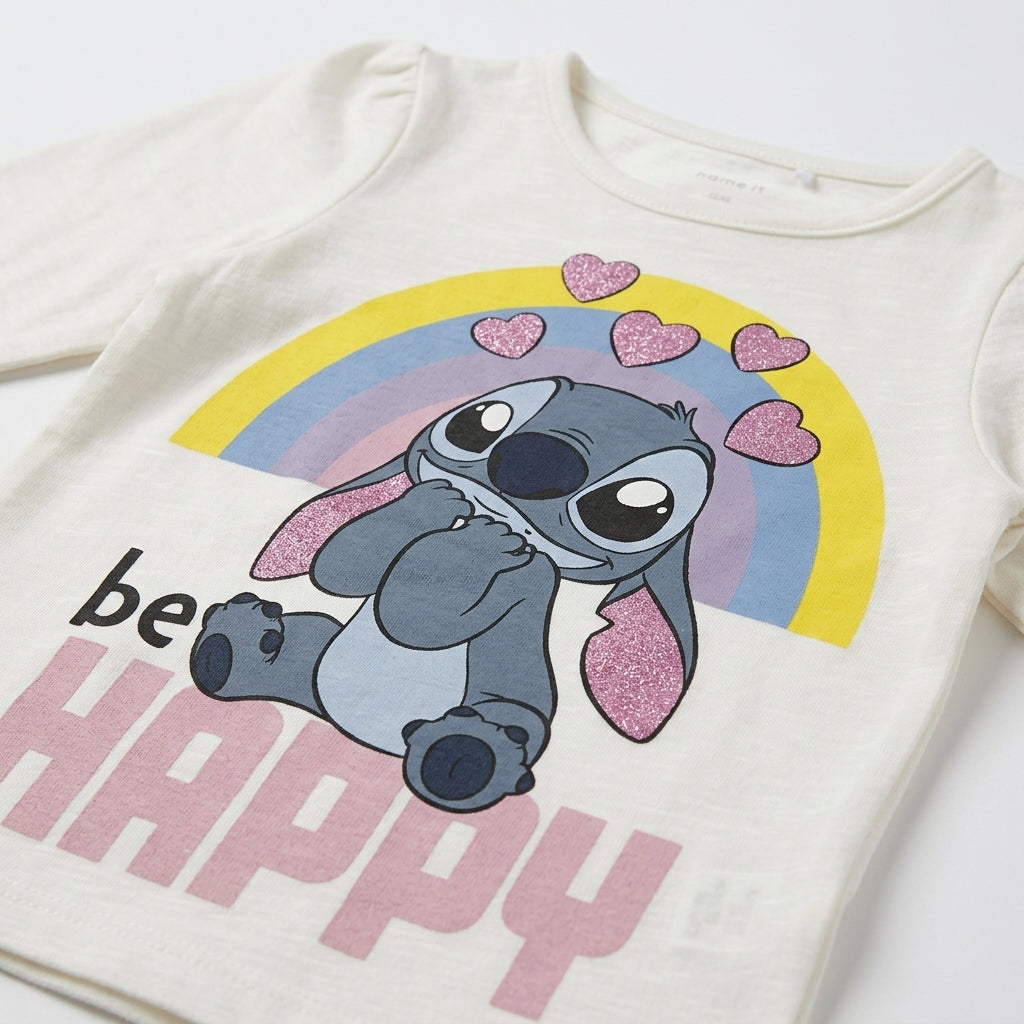 NAME IT WHITE STITCH GRAPHIC LONG-SLEEVE TOP