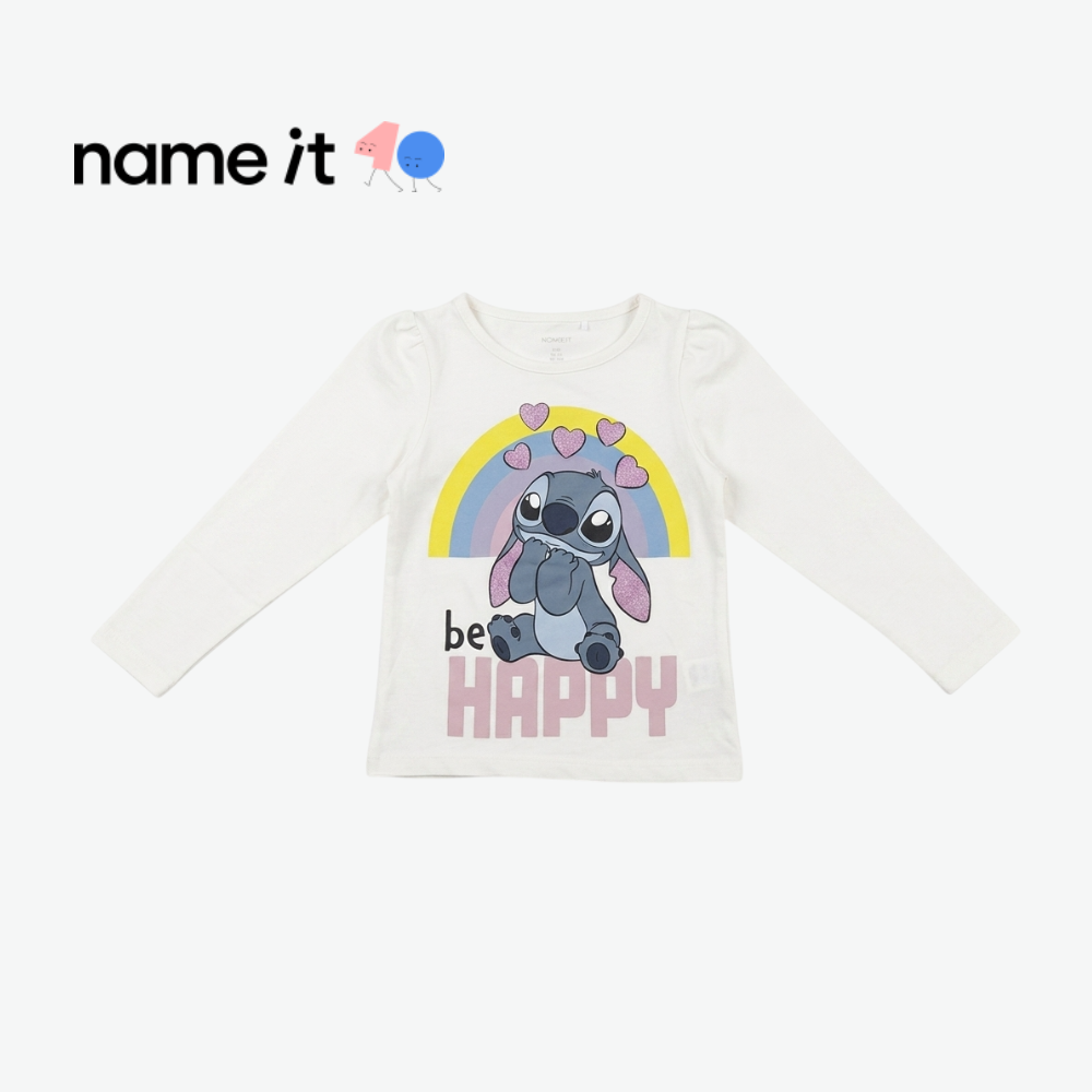 NAME IT WHITE STITCH GRAPHIC LONG-SLEEVE TOP