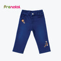 PRENATAL DENIM DARK BLUE WITH BROWN FLOWERS