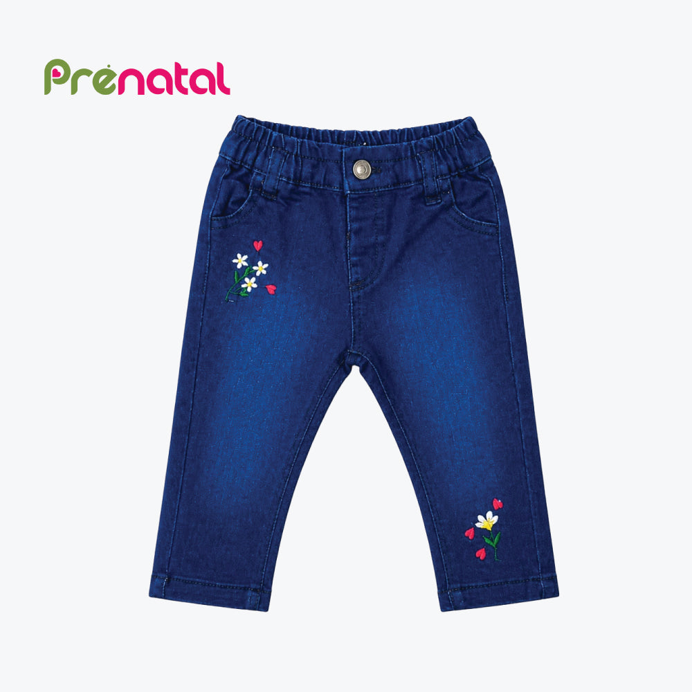 PRENATAL DENIM DARK BLUE WITH WHITE FLOWERS