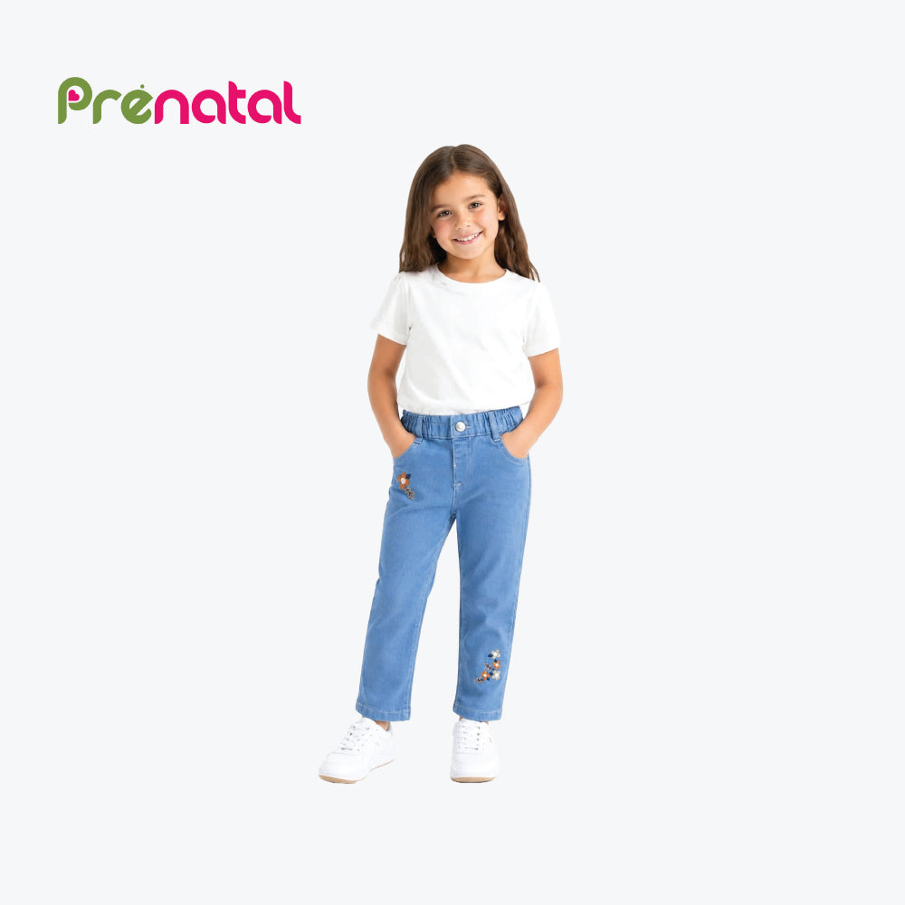 PRENATAL DENIM LIGHT BLUE- WITH FLOWERS