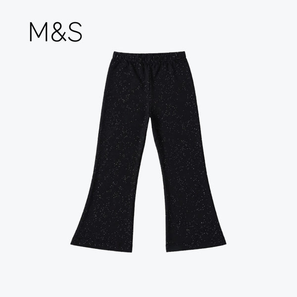 M&S PANTS BLACK FLARED GLITTER