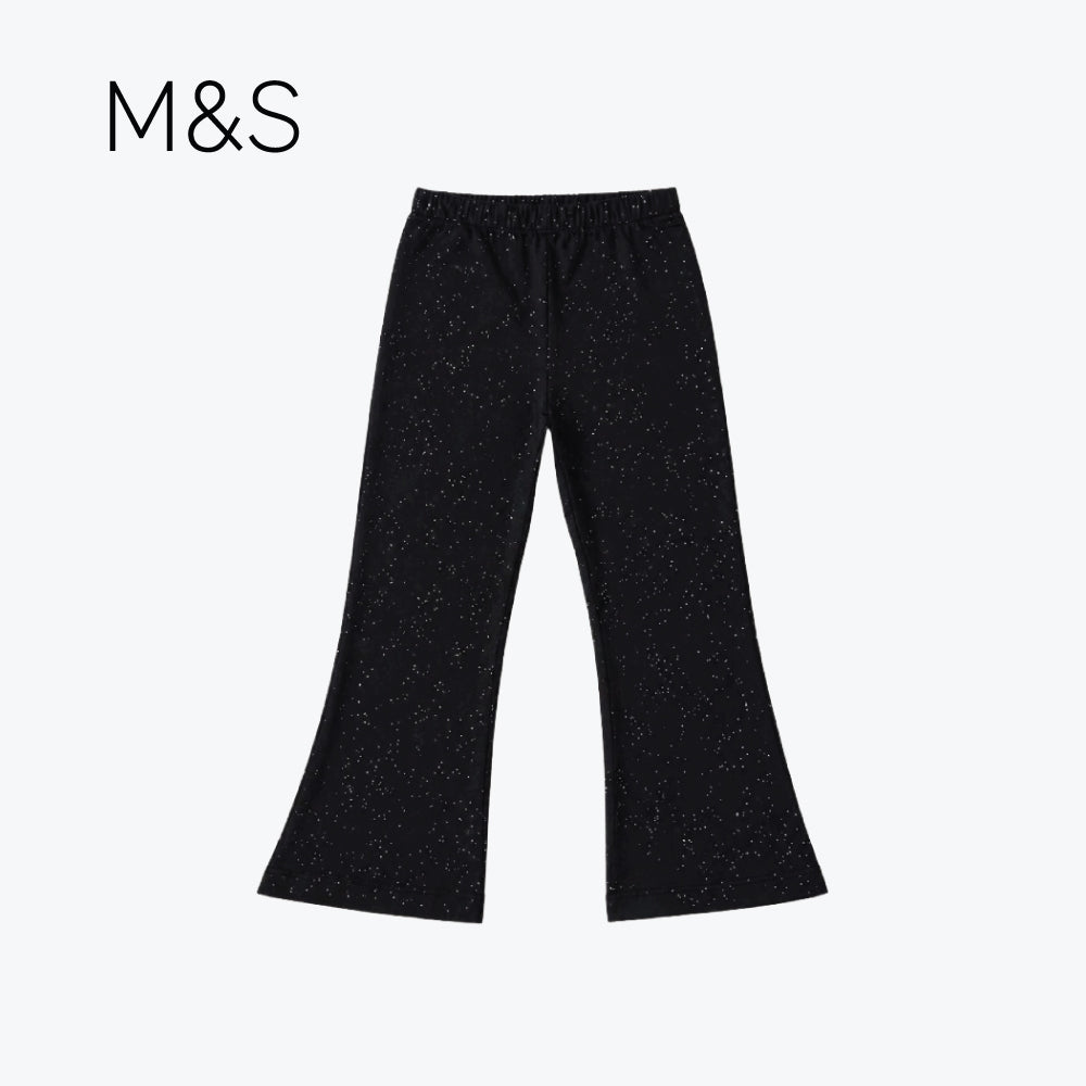 M&S PANTS BLACK FLARED GLITTER