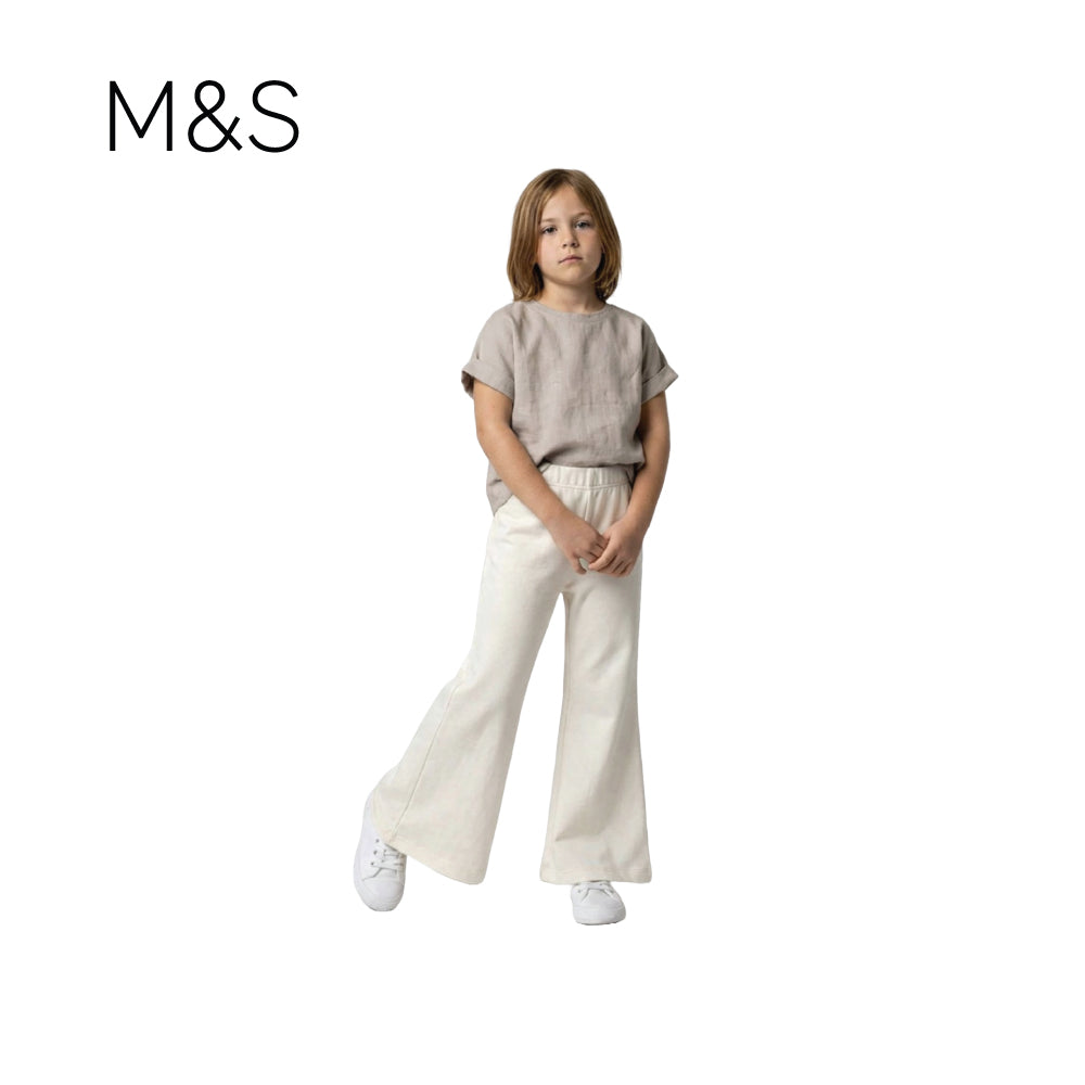 M&S PANTS WHITE FLARED