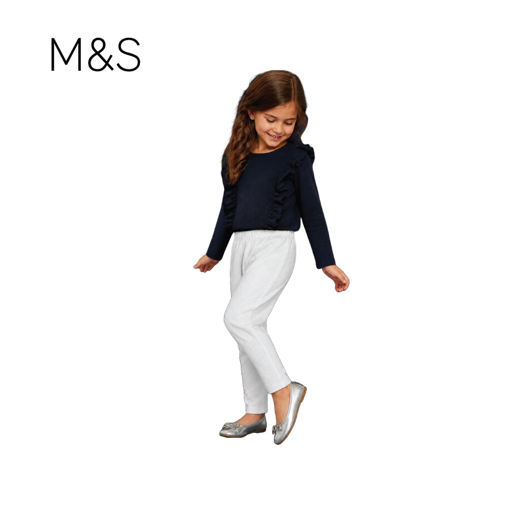 M&S TIGHTS WHITE STRAIGHT GLITTER