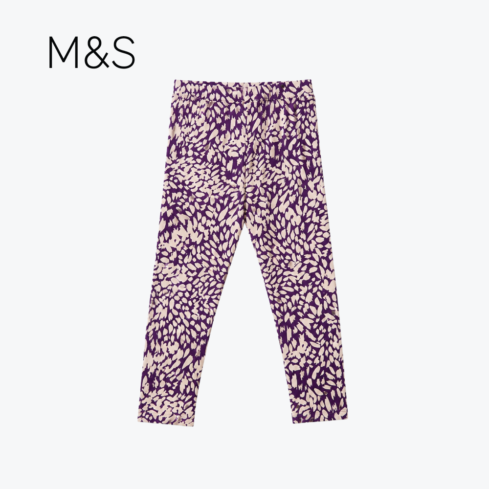 M&S TIGHTS PRINTED PURPLE AND WHITE