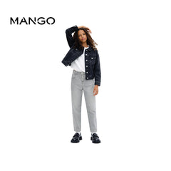 MANGO DENIM LIGHT GREY WITH BUTTON DETAIL