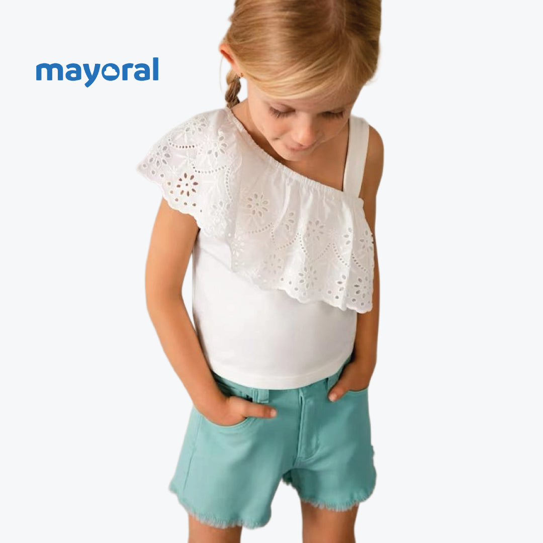 MAYORAL DENIM SHORTS PASTEL AQUA