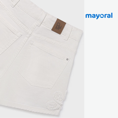 DENIM SHORTS WHITE WITH FLORAL EMBROIDERY