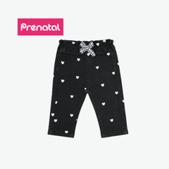 PRÉNATAL BLACK HEART-PRINT DENIM PANTS