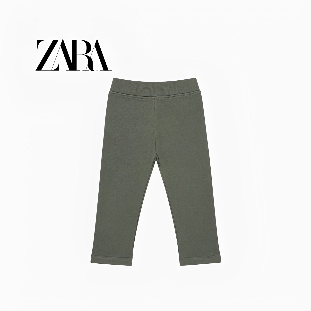 ZARA KHAKI GREEN WAFFLE KNIT WARM LEGGINGS