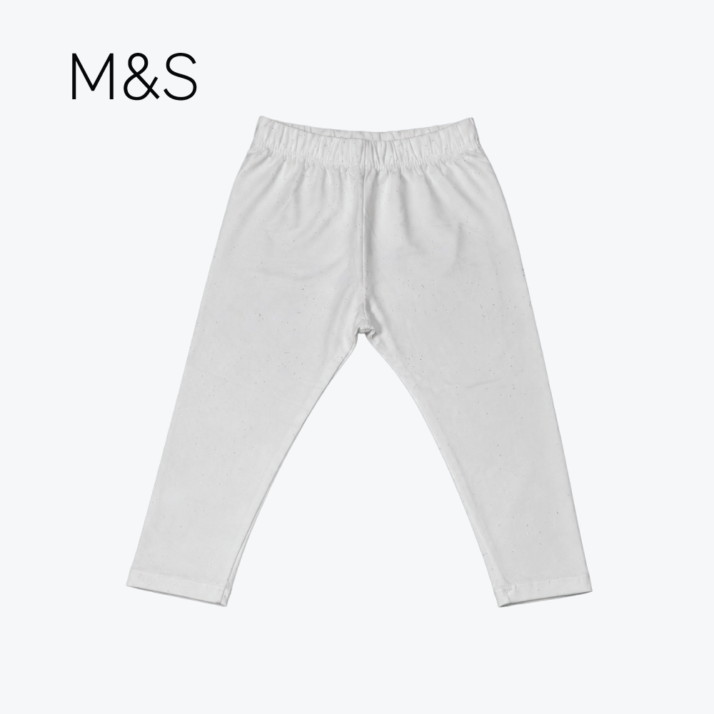 M&S TIGHTS WHITE STRAIGHT GLITTER