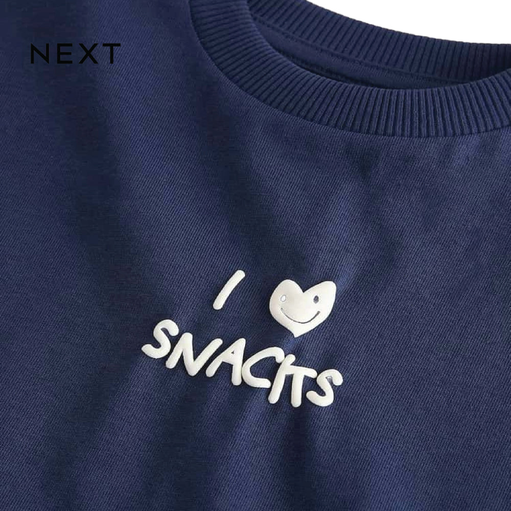 NEXT T-SHIRT NAVY BLUE 'I LOVE SNACKS'