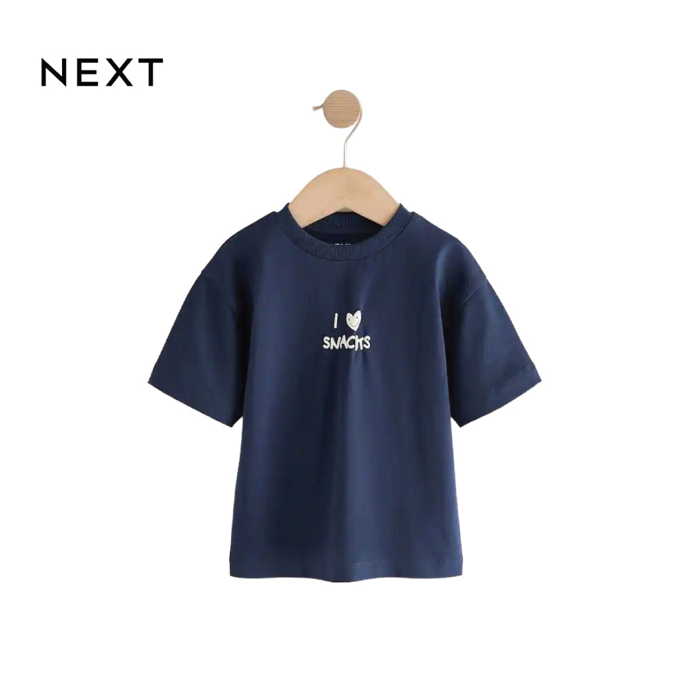 NEXT T-SHIRT NAVY BLUE 'I LOVE SNACKS'