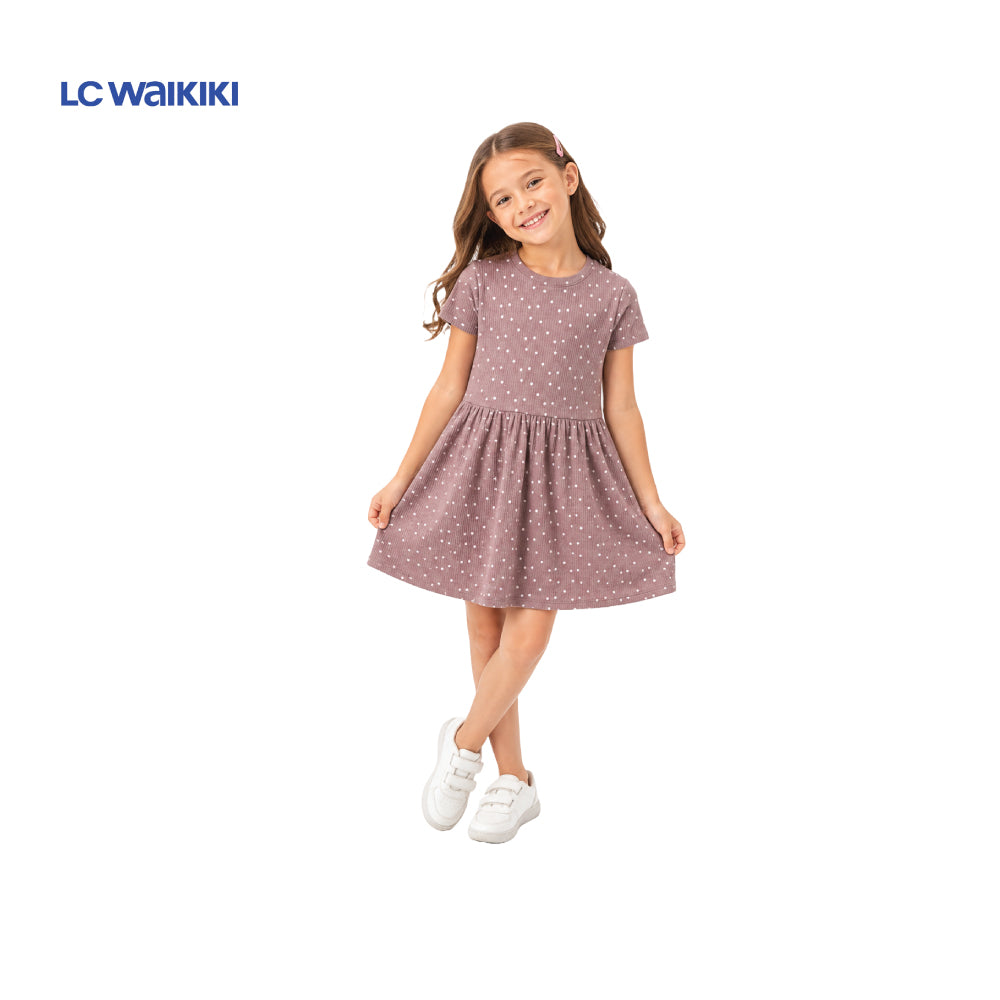 L.C. WAIKIKI FROCK DUSKY LAVENDER WITH POLKA DOTS