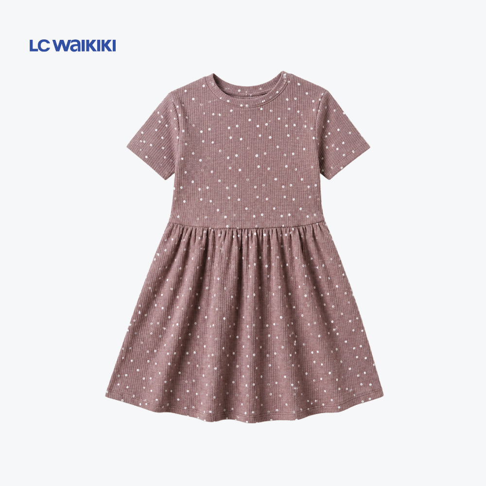 L.C. WAIKIKI FROCK DUSKY LAVENDER WITH POLKA DOTS