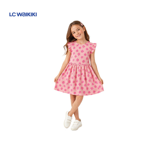 FROCK LIGHT PINK WITH DARK PINK DAISIES