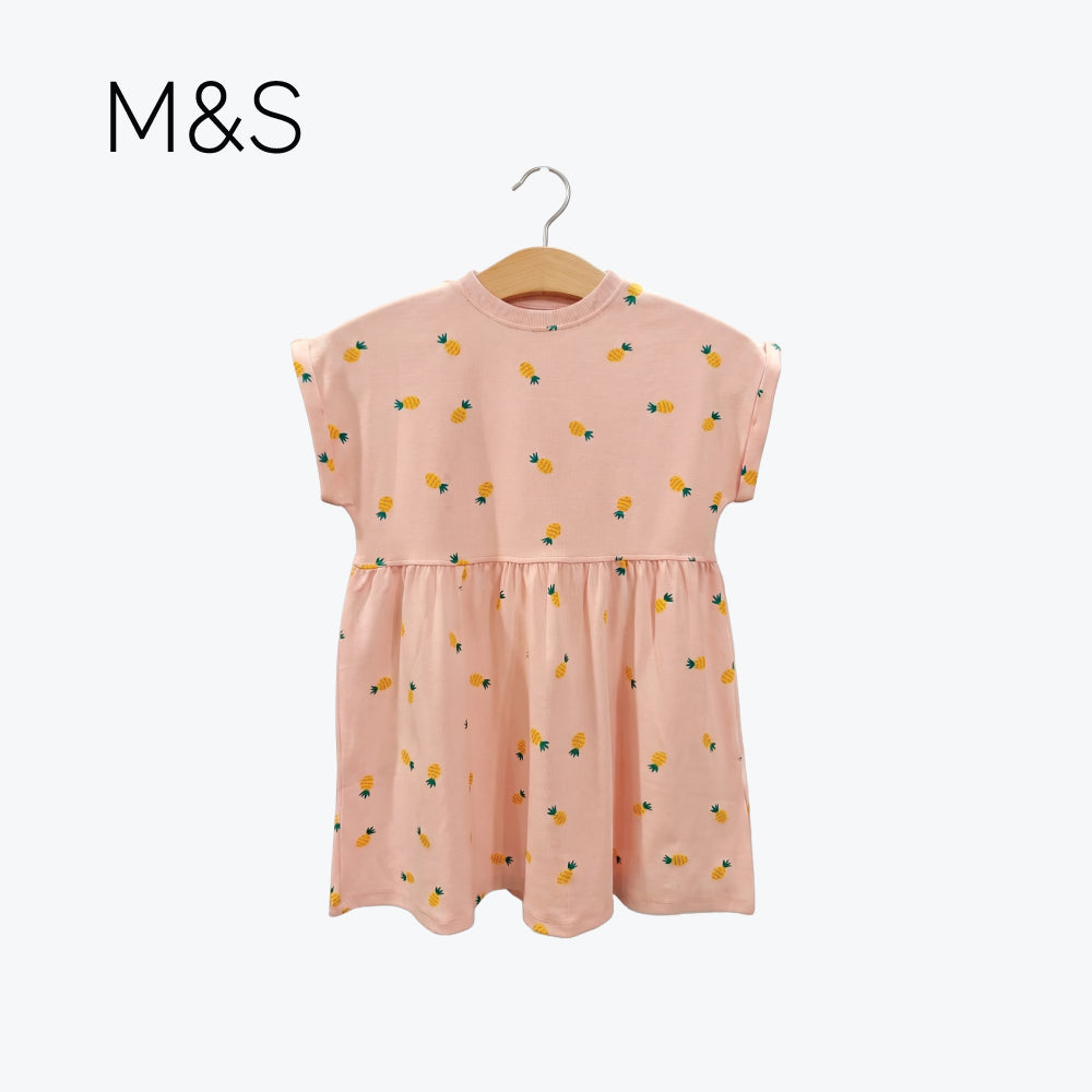 M&S FROCK PINK WITH PINEAPPLE PRINT