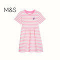 M&S PINK AND WHITE STRIPED COTTON FROCK