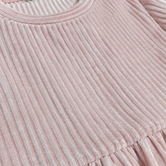 ORIGINAL MARINES LIGHT PINK VELVET RIBBED LONG-SLEEVE DRESS