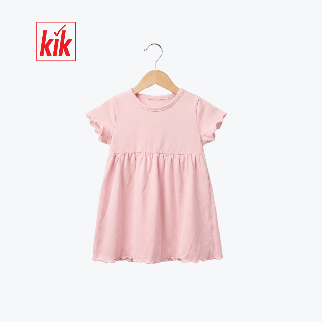 KIK FROCK BABY PINK RUFFLE WITH BUST PLEATS