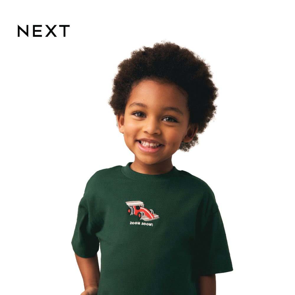 NEXT T-SHIRT GREEN WITH EMBROIDERED RACE CAR