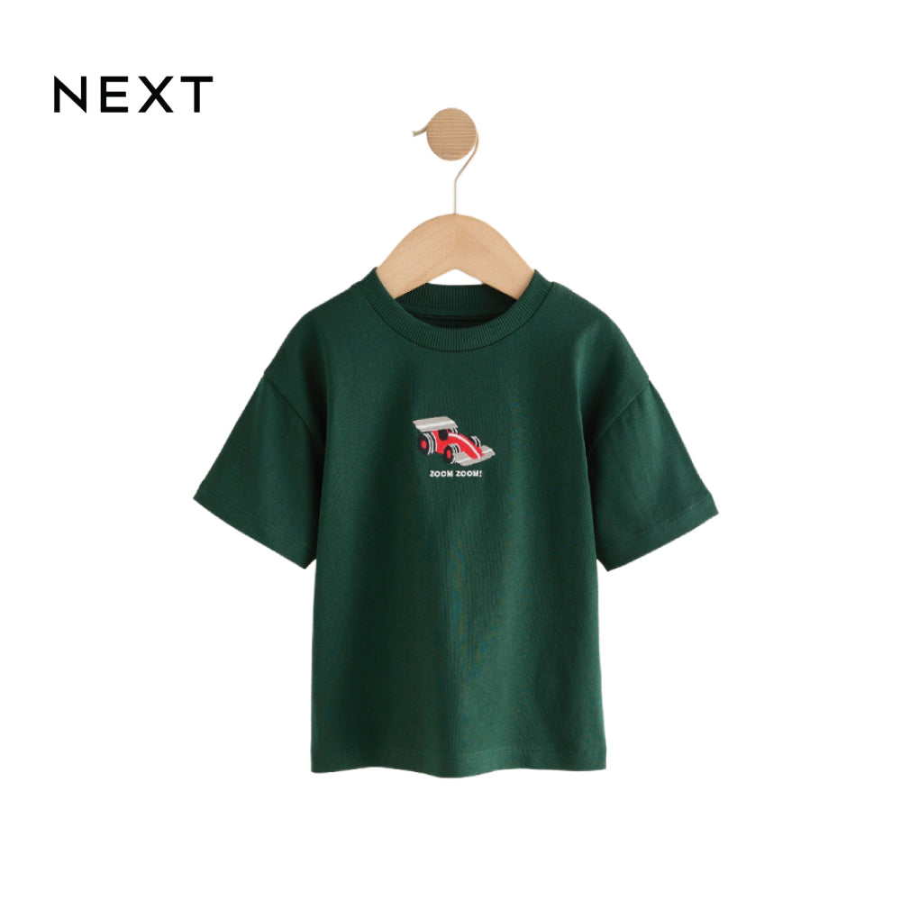 NEXT T-SHIRT GREEN WITH EMBROIDERED RACE CAR