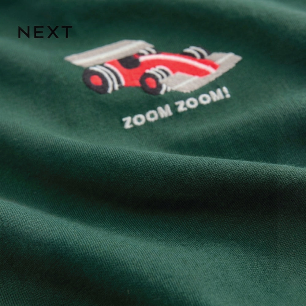 NEXT T-SHIRT GREEN WITH EMBROIDERED RACE CAR