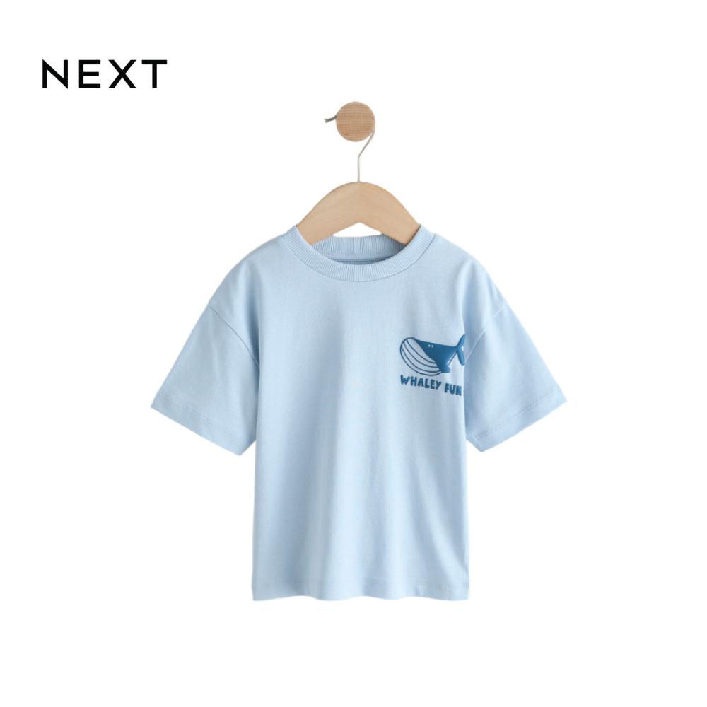 NEXT T-SHIRT LIGHT BLUE 'WHALEY FUN'