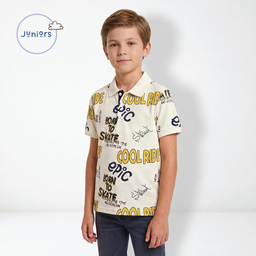 JUNIORS POLO BEIGE YELLOW CALLIGRAPHY