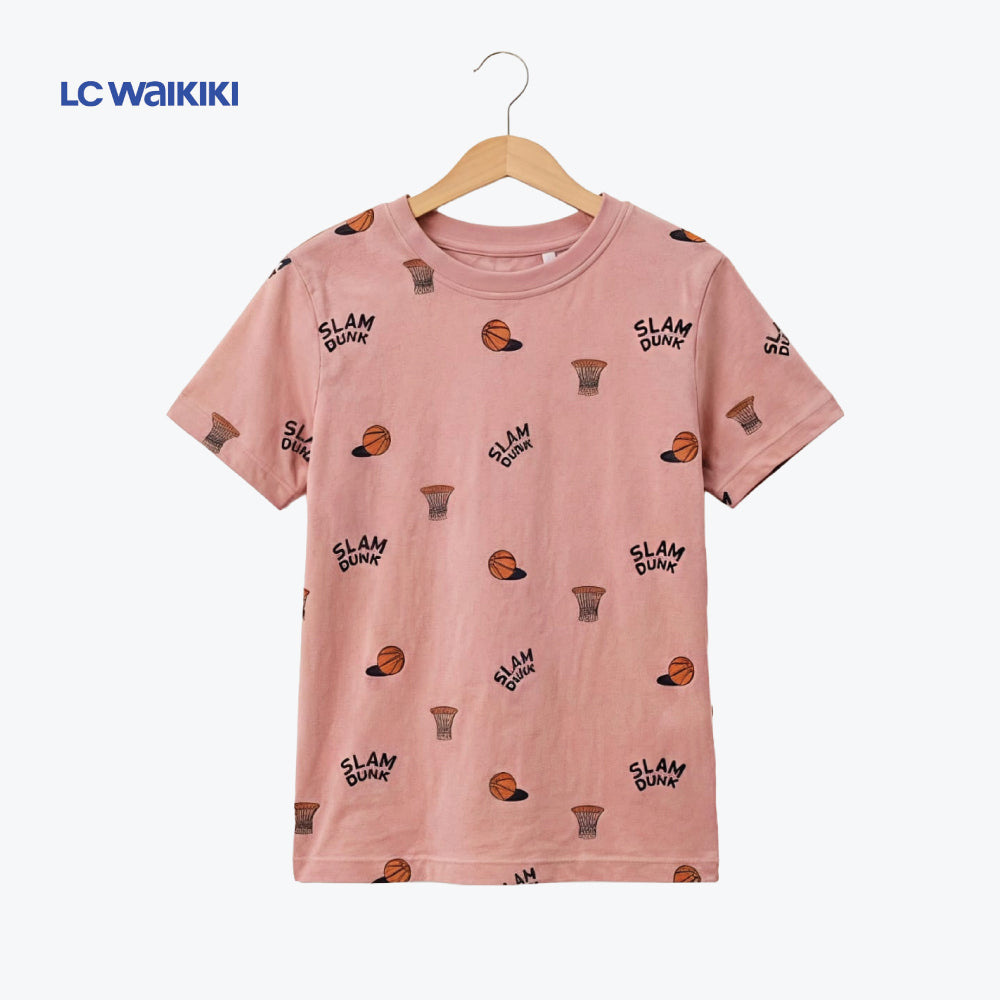 LC WAIKIKI T-SHIRT PINK 'SLAM DUNK' DOODLE