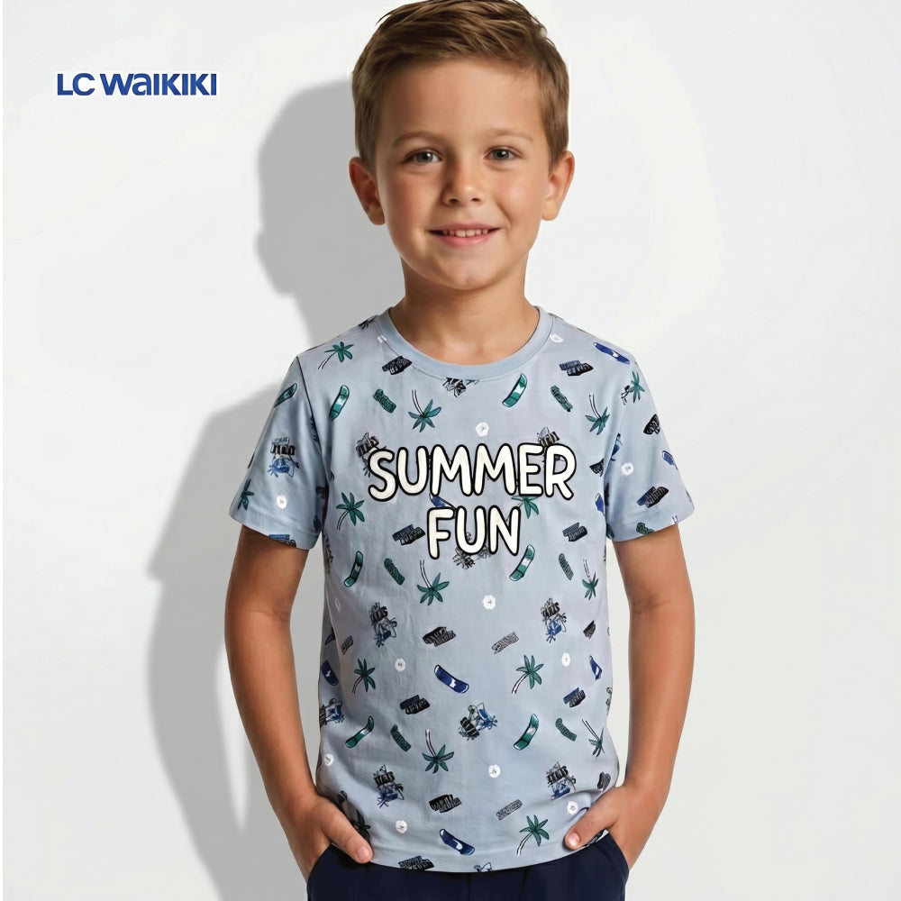 L.C. WAIKIKI T-SHIRT BLUE-GREY 'SUMMER FUN'