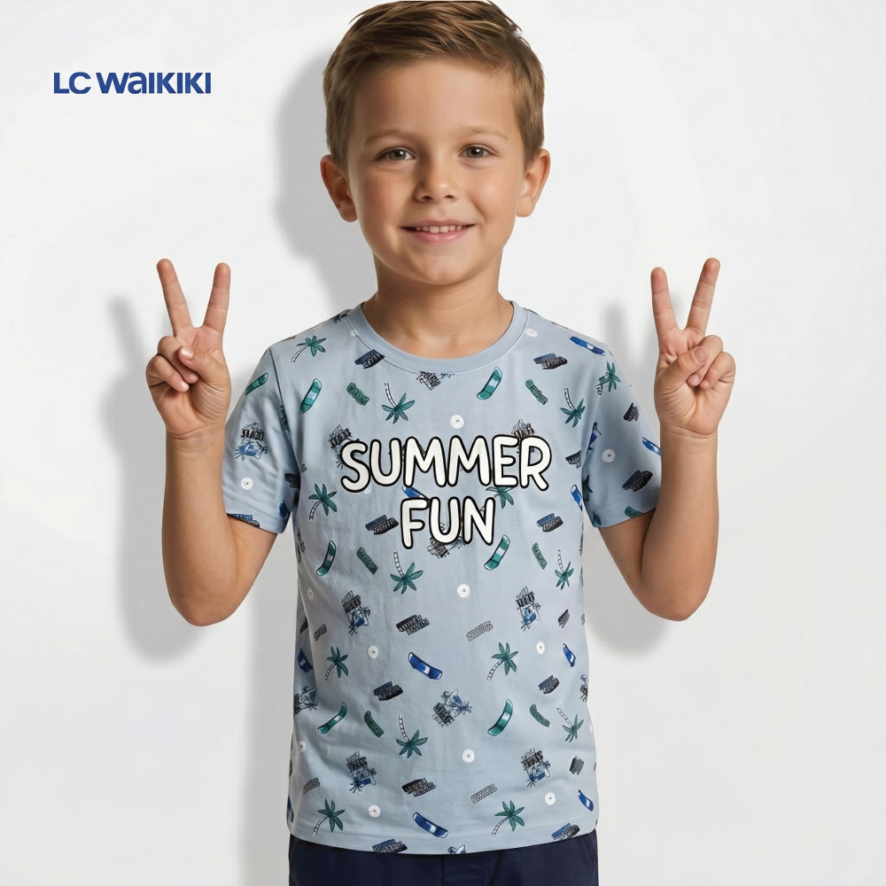 L.C. WAIKIKI T-SHIRT BLUE-GREY 'SUMMER FUN'