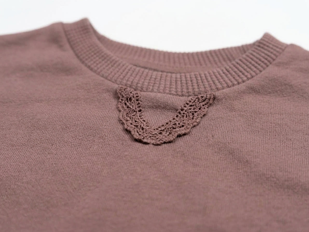 ZARA MAUVE PINK EMBROIDERED CREWNECK SWEATSHIRT