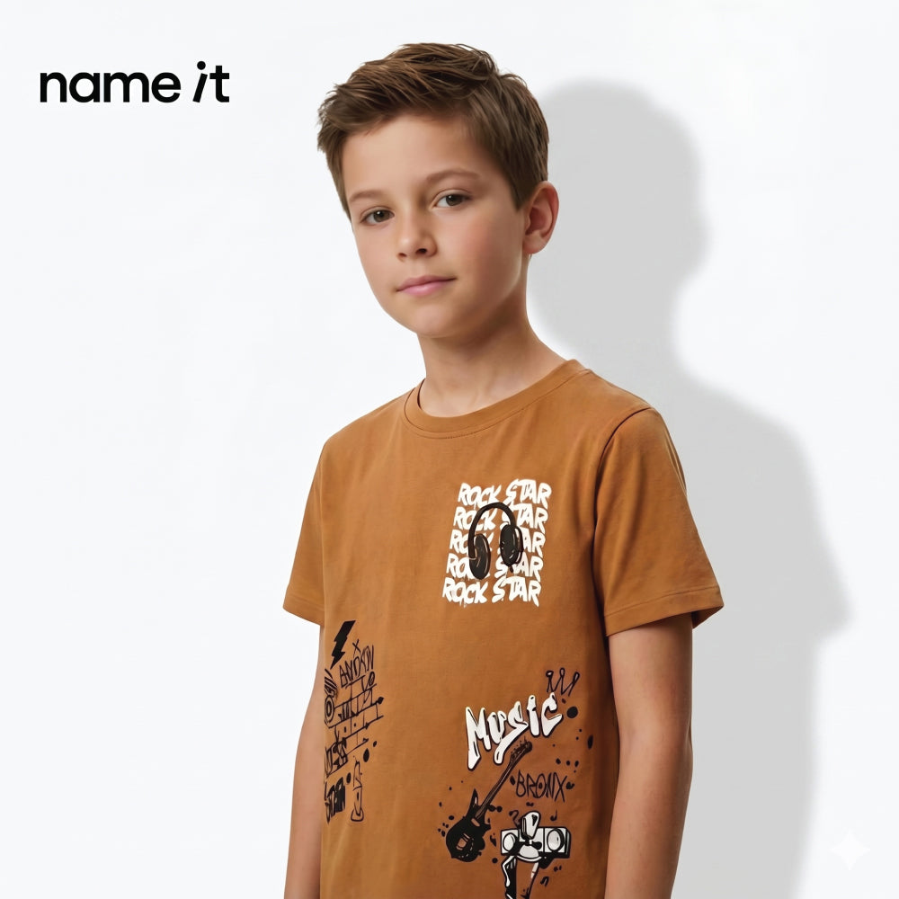 NAME IT T-SHIRT MUSTARD 'ROCKSTAR'