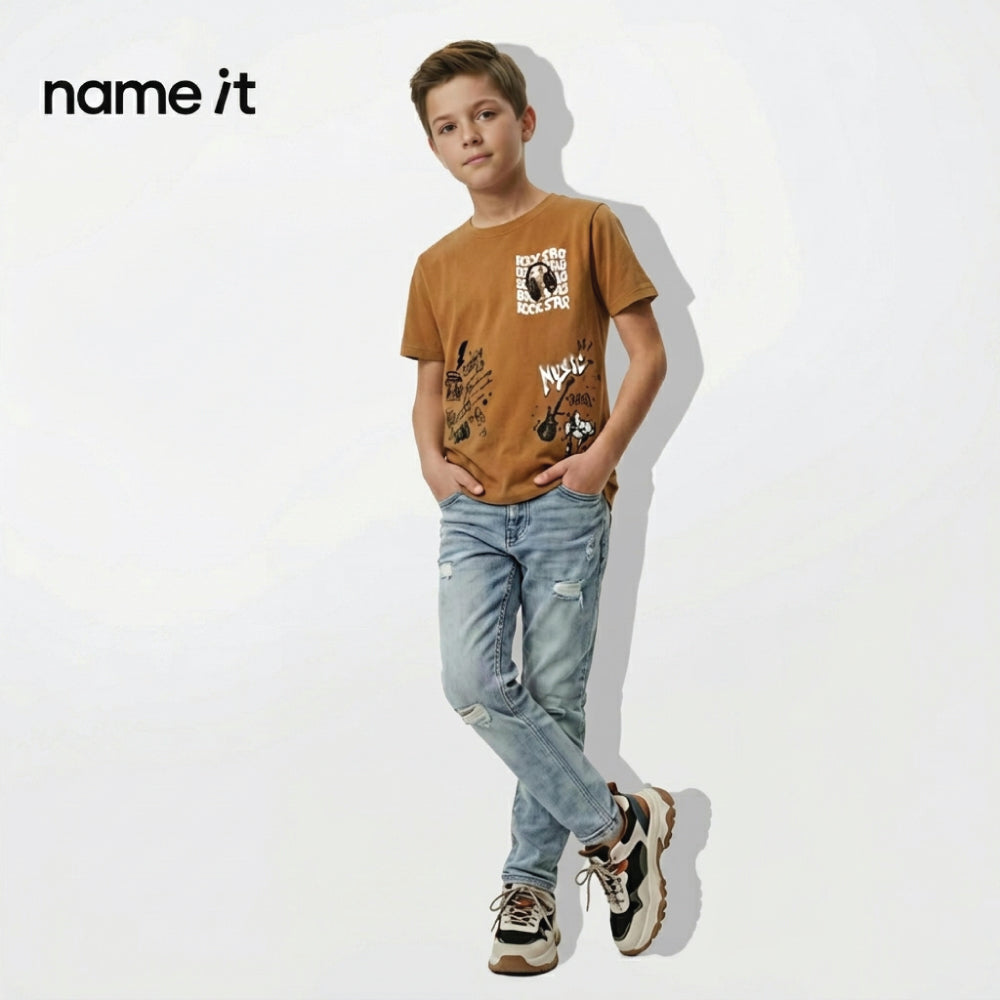 NAME IT T-SHIRT MUSTARD 'ROCKSTAR'
