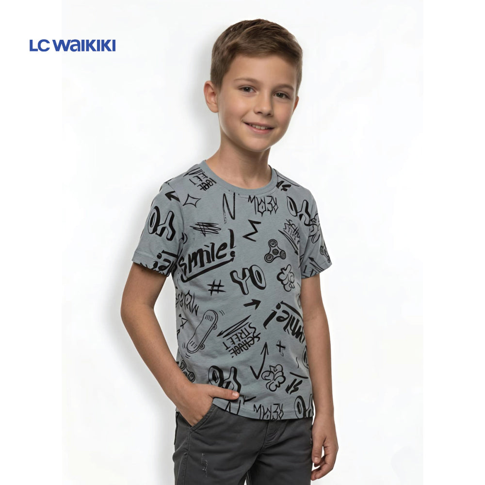 LC WAIKIKI T-SHIRT BLUE-GREY GRAFFITI FIDGET SPINNER