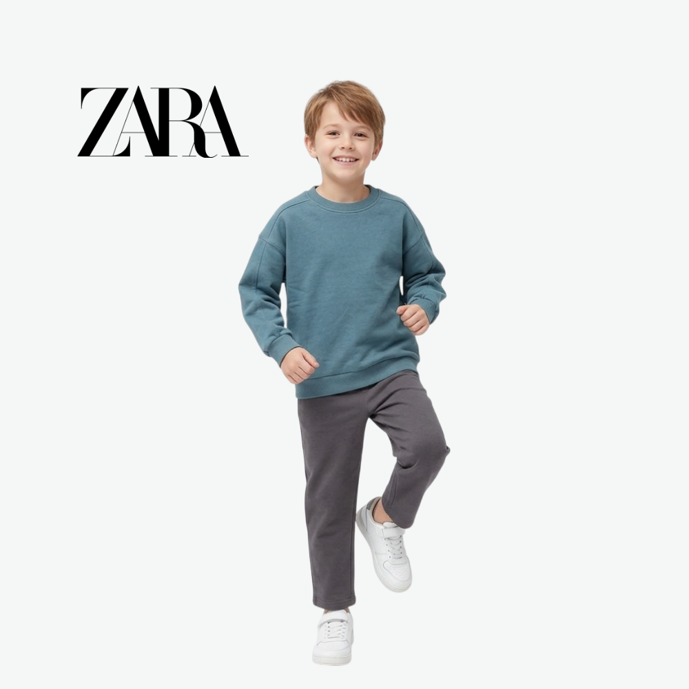 ZARA SLATE BLUE OVERSIZED CREWNECK SWEATSHIRT