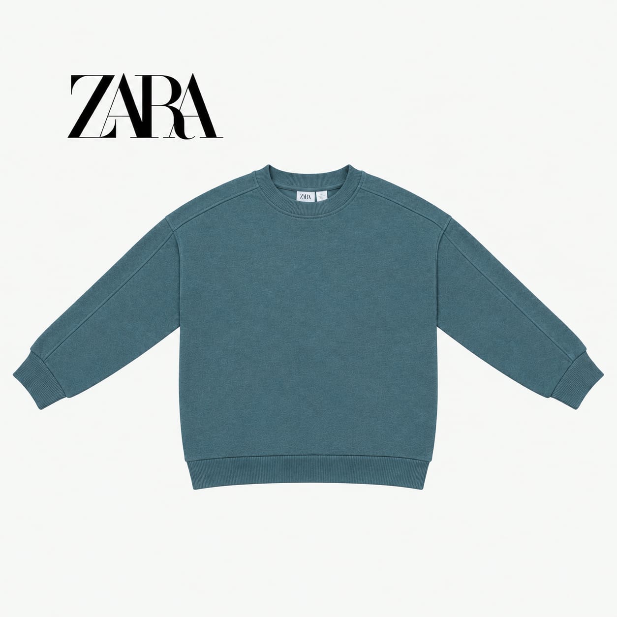 ZARA SLATE BLUE OVERSIZED CREWNECK SWEATSHIRT