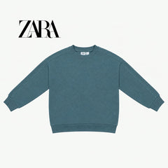 ZARA SLATE BLUE OVERSIZED CREWNECK SWEATSHIRT