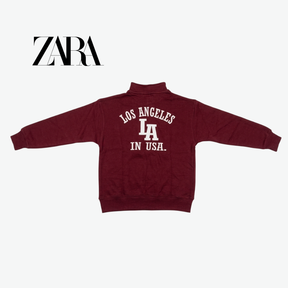 ZARA MAROON LA HALF-ZIP SWEATSHIRT