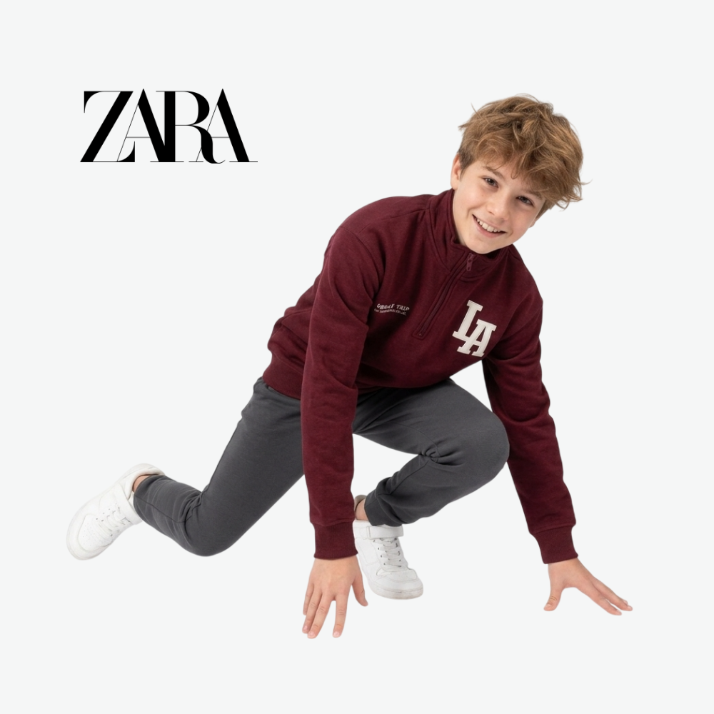ZARA MAROON LA HALF-ZIP SWEATSHIRT