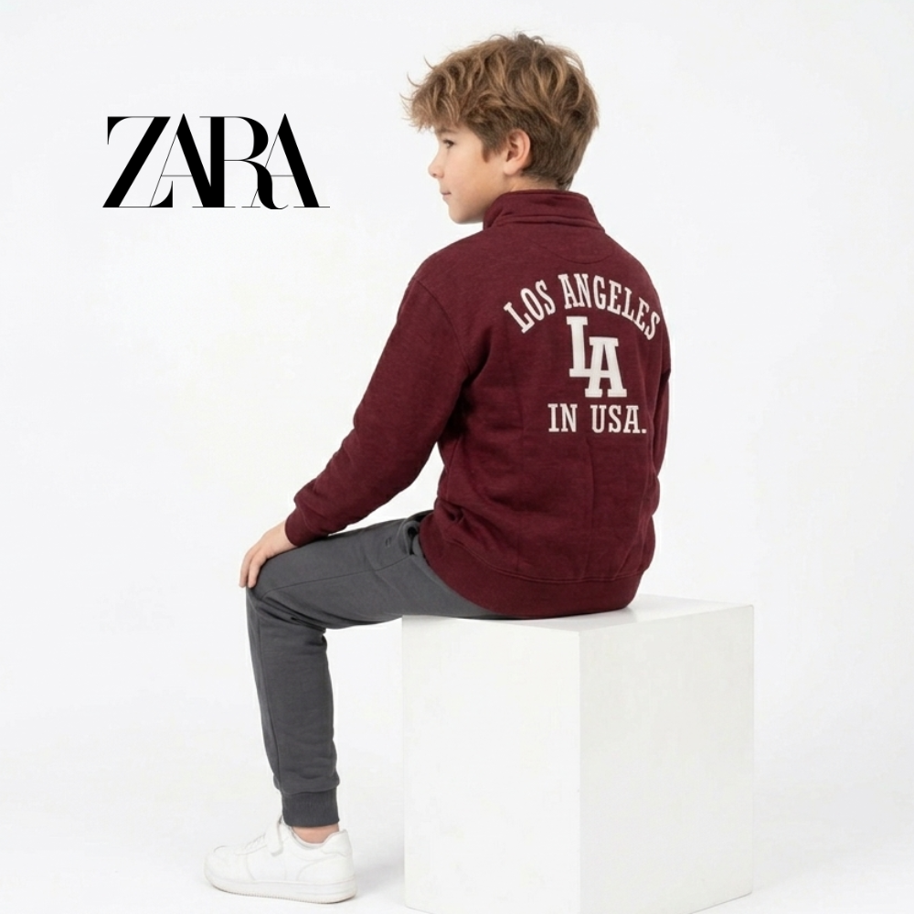 ZARA MAROON LA HALF-ZIP SWEATSHIRT