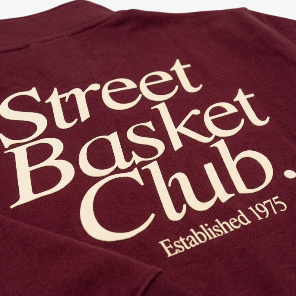 ZARA MAROON STREET BASKET CLUB HALF-ZIP SWEATSHIRT