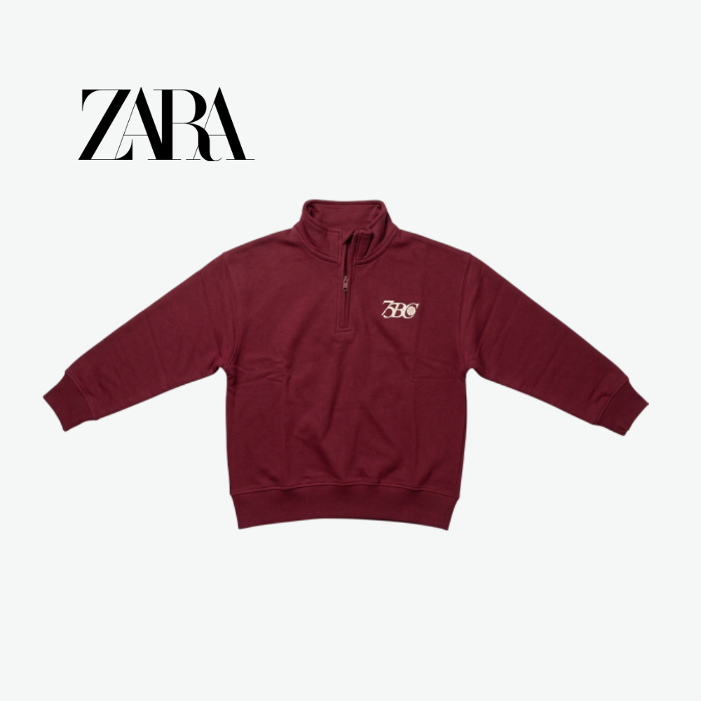 ZARA MAROON STREET BASKET CLUB HALF-ZIP SWEATSHIRT