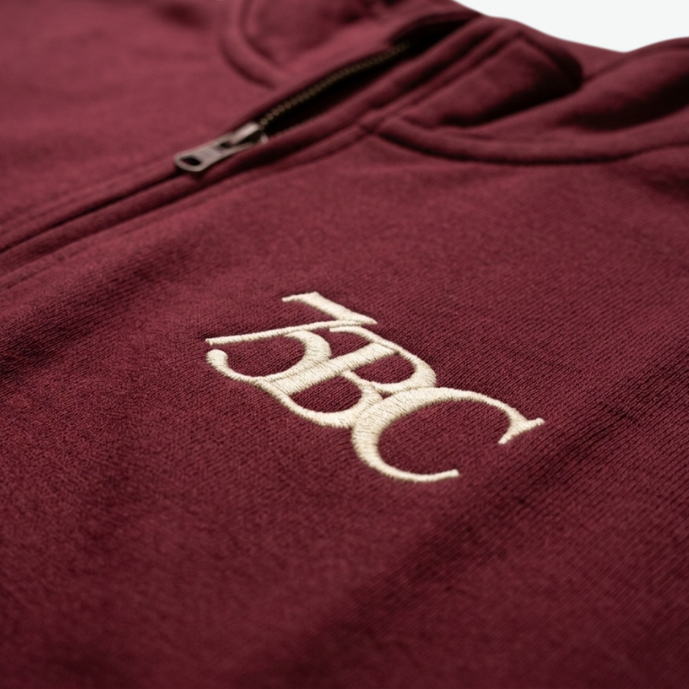 ZARA MAROON STREET BASKET CLUB HALF-ZIP SWEATSHIRT