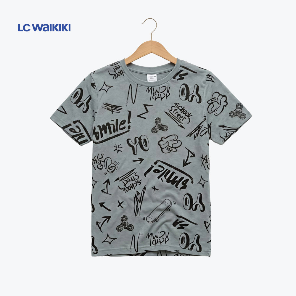 LC WAIKIKI T-SHIRT BLUE-GREY GRAFFITI FIDGET SPINNER